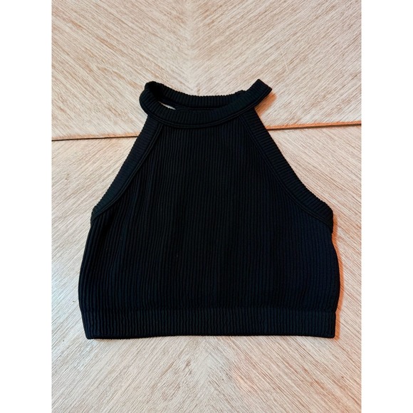 aerie Tops - Aerie Black Ribbed Halter Crop Top Size S